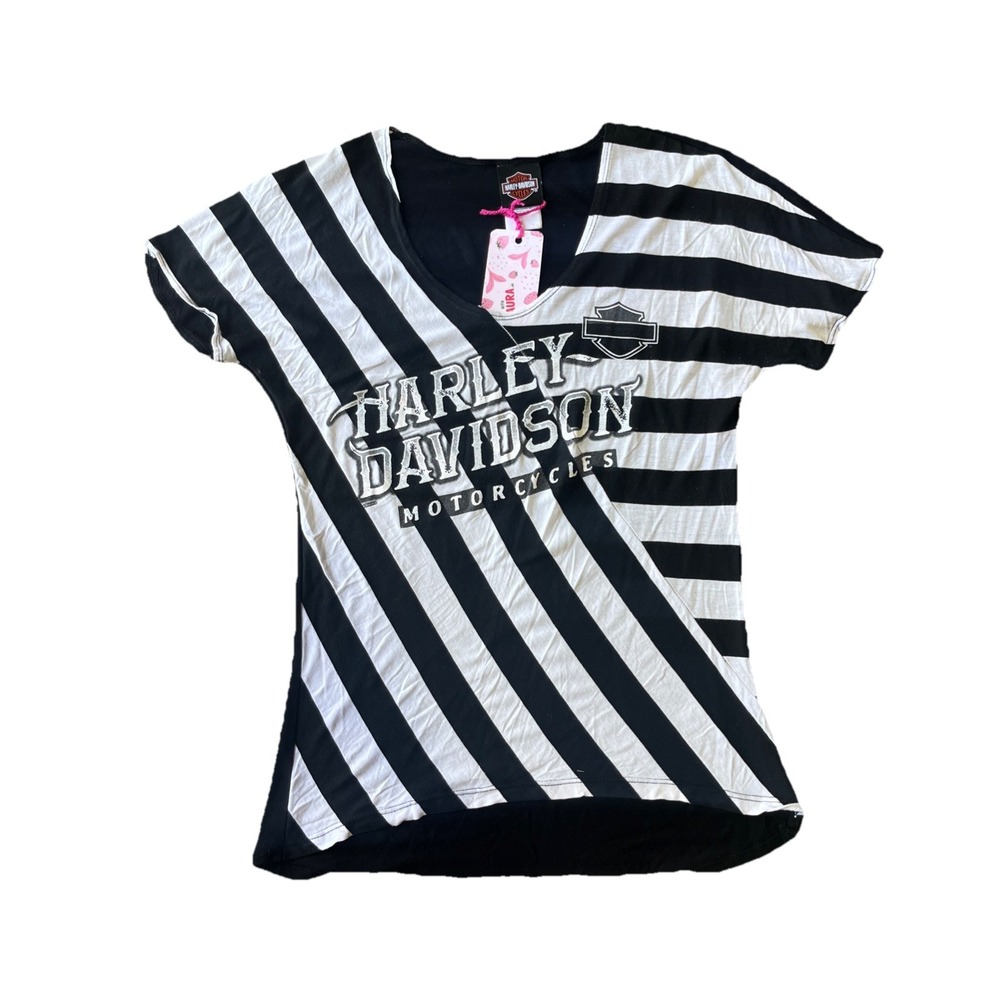 Harley Davidson Grunge Alternative Striped Shirt Size Large